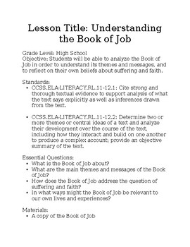 Preview of Understanding the Book of Job (Lesson Plan)
