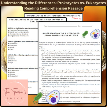 Preview of Understanding the Differences: Prokaryotes vs. Eukaryotes Reading Comprehension