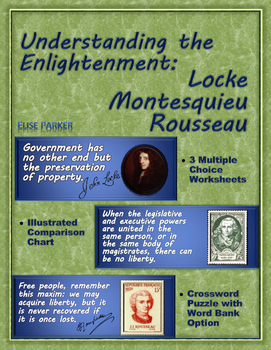 Preview of Enlightenment Worksheets and Puzzle: Locke, Montesquieu, Rousseau