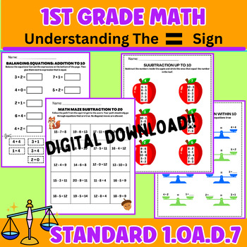 Preview of Understanding the Equal Sign. First Grade 1.OA.d.7
