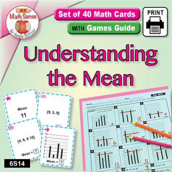 Preview of Understanding the Mean: Math Sense Card Games & Activities 6S14 | Statistics