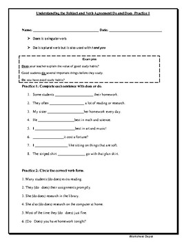 Understanding the Subject and Verb Agreement Do and Does | TPT