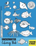 Underwater Colouring Printable  Book  6 Pages