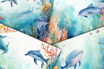 Underwater Ocean Watercolor Background Printable Digital Paper by ...