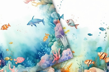 Underwater Ocean Watercolor Background Printable Digital Paper by ...