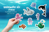 Underwater life Printable sticker pack / Stickers for kids