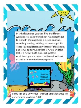 Preview of Underwater math number worksheets 1-5