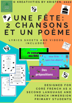 Preview of Une fête - Deux chansons et un poème (2 Party-Themed French Songs and a Poem)
