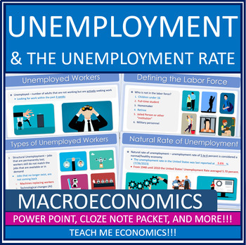 Preview of Unemployment Economic Powerpoint Notes Worksheet Economics Interactive Notebook