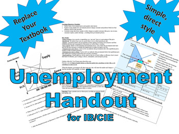 Preview of Unemployment - IB/CIE economics handout