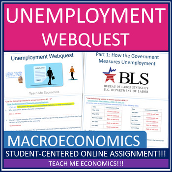 Preview of Unemployment Rate Economic Webquest  Distance Learning Printable or Google