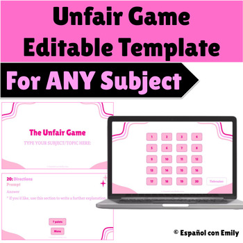 Preview of Unfair Game Template - Editable Google Slides Review Game - Digital Resource