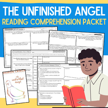 Preview of Unfinished Angel Reading Comprehension Packet No-Prep Book Companion Worksheets