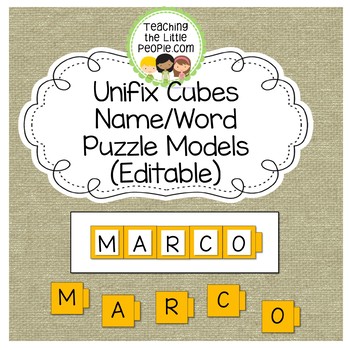 Preview of Unfix Cubes Name/Word Models for Puzzles (Editable)
