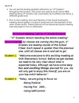 Preview of Unforgettable Student Led All School Meeting Script-PBIS or Community Building
