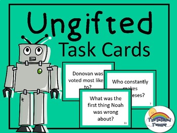 Preview of Ungifted Novel Book Task Cards Small Group Center Stations Game