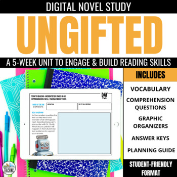 Preview of Ungifted Novel Study: Digital Comprehension Questions & Activities