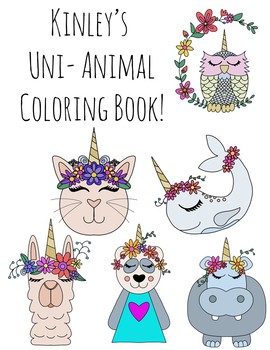 uni corn editable customized printable coloring book by the creative blessing