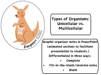Preview of Unicellular Multicellular Organisms Notes VA LS.3a,b | PowerPoint|Differentiated