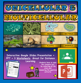 Preview of Unicellular vs Multicellular: Interactive Google Slides + PPT +  3 Worksheets
