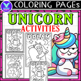 Unicorn Activities Coloring Pages & Writing Paper Art Acti