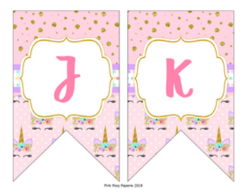 unicorn banner a to z by pink posy paperie teachers pay teachers