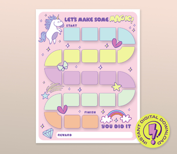 Preview of Unicorn Behavior Reward Tracker Printable Magical Fantasy Chore Chart For Kids