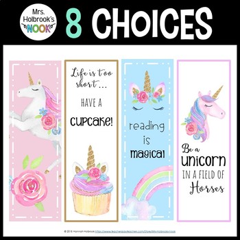 unicorn bookmarks by hannah holbrook teachers pay teachers