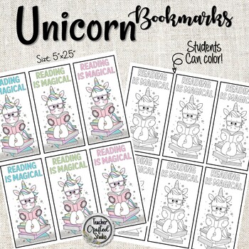 unicorn bookmarks coloring bookmarks by teacher crafted studio