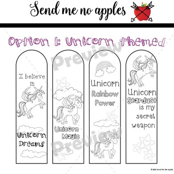 unicorn printable bookmarks to color by send me no apples