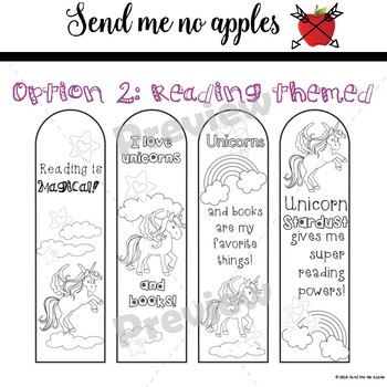 unicorn printable bookmarks to color by send me no apples tpt