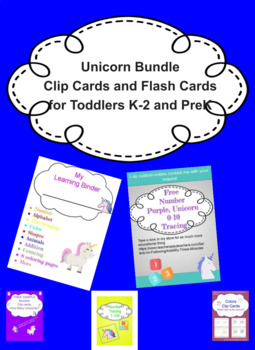 Preview of Unicorn Bundle, Clip Cards Flash Cards, activity busy work printable