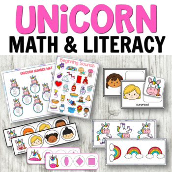 Preview of Unicorn Bundle Math, Literacy and more Hands-on Activities or Centers