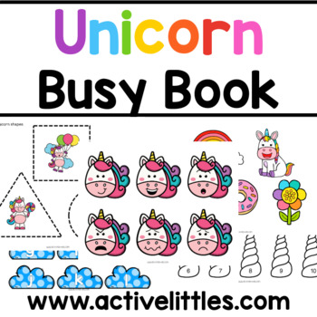 Preview of Unicorn Busy Book Learning Folder Toddler Preschool