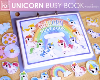 Preview of Unicorn Busy Book Printable | Toddler Busy Binder Activities File Folder Games