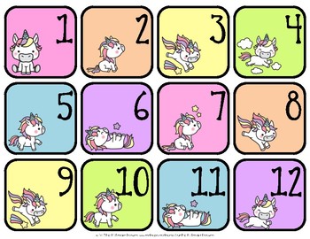 Unicorn Calendar Set by Miss M's Reading Resources | TpT
