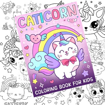 Unicorn Cat Coloring Pages,Cute Coloring Sheets for Kids (PDF Printables)