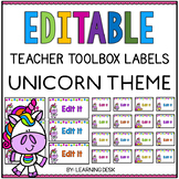 Unicorn Classroom Theme - Teacher Toolbox Labels Editable