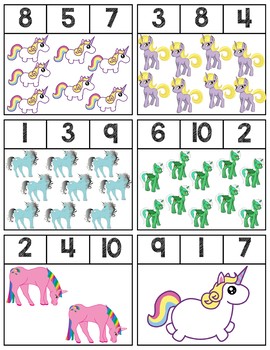 unicorn clip cards numbers 1 10 by prekautism tpt