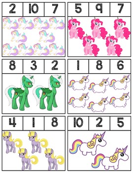 unicorn clip cards numbers 1 10 by prekautism tpt