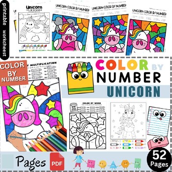Unicorn Color By Number - Superstar Worksheets