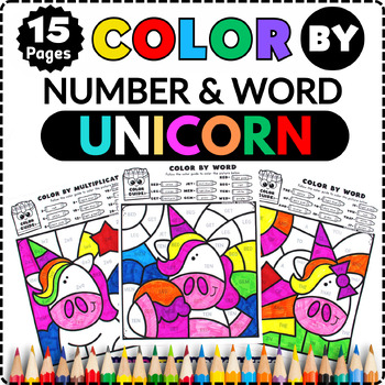 Unicorn Color By Number - Superstar Worksheets