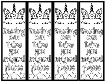  Unicorn  Color  Your Self Bookmarks  by Quirky Librarian TpT