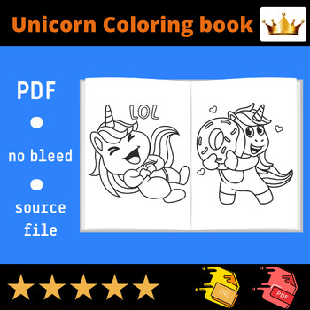 Preview of Unicorn Coloring Book, Unicorn Printables, Unicorn Activities, Coloring Pages