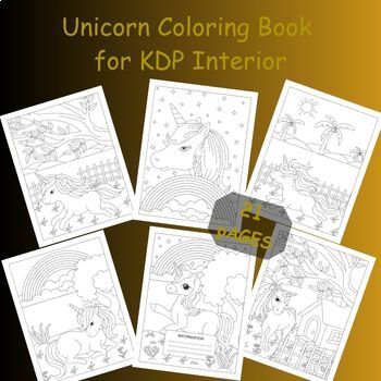Preview of Unicorn Coloring Book for KDP Interior