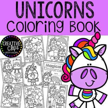 Preview of Unicorn Coloring Pages {Made by Creative Clips Clipart}