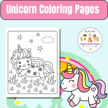 Unicorn Coloring Pages by Amazing Education Designs | TPT