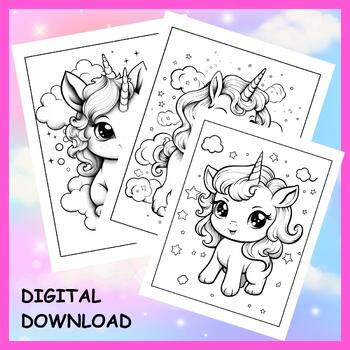 Unicorn Coloring Pages by Teaching With Dino | TPT