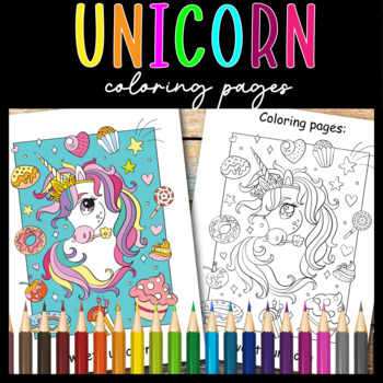 Unicorn Coloring Pages - Mindfulness Worksheets by Kinders Activities