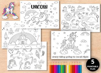 Preview of Unicorn Coloring Pages, Printable Coloring Pages, Unicorn Activities